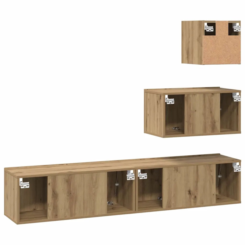 Set mobile TV 4 pcs Rovere artigianale Legno multistrato 3393437