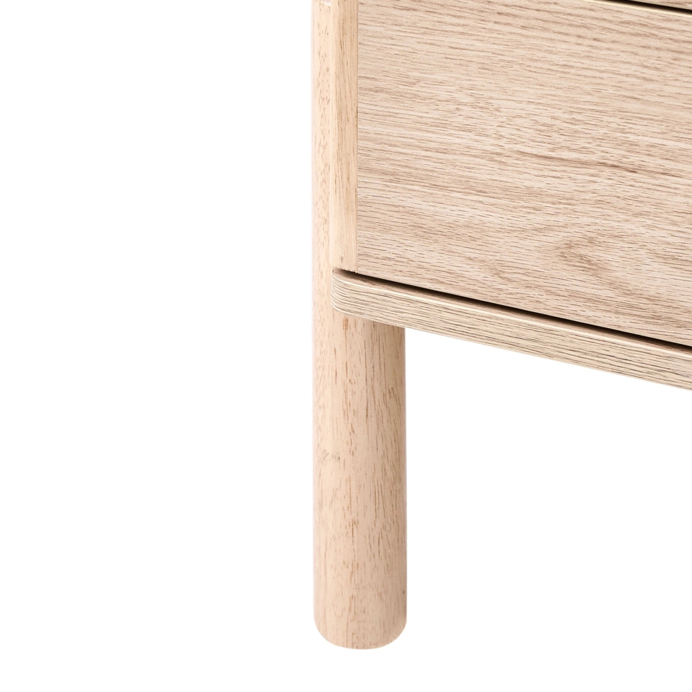 Comodino marrone chiaro in truciolato con gambe in legno massello Comodino moderno in stile scandinavo Contenitore per camera da letto
