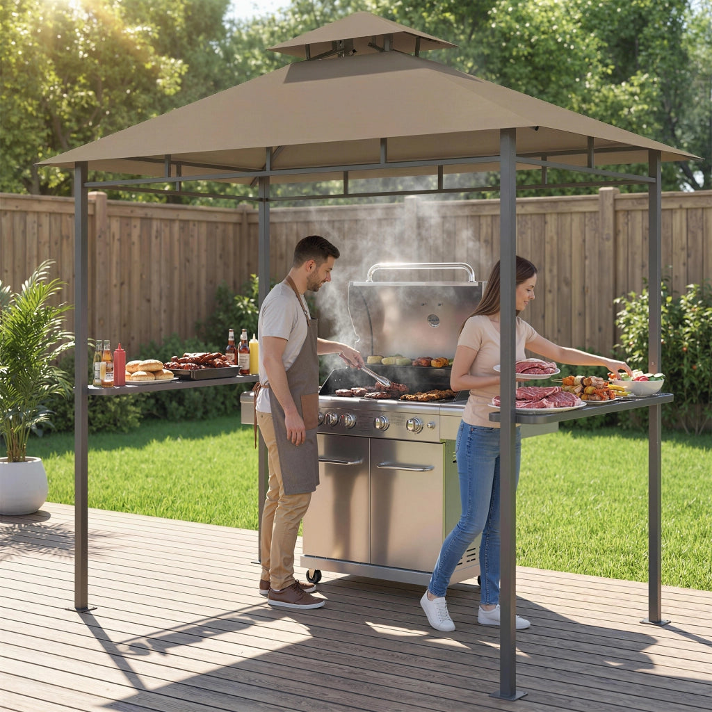 Tonnella Barbecue da Giardino ¨C Zephmum ¨C Marrone 245x146x255cm in Metallo