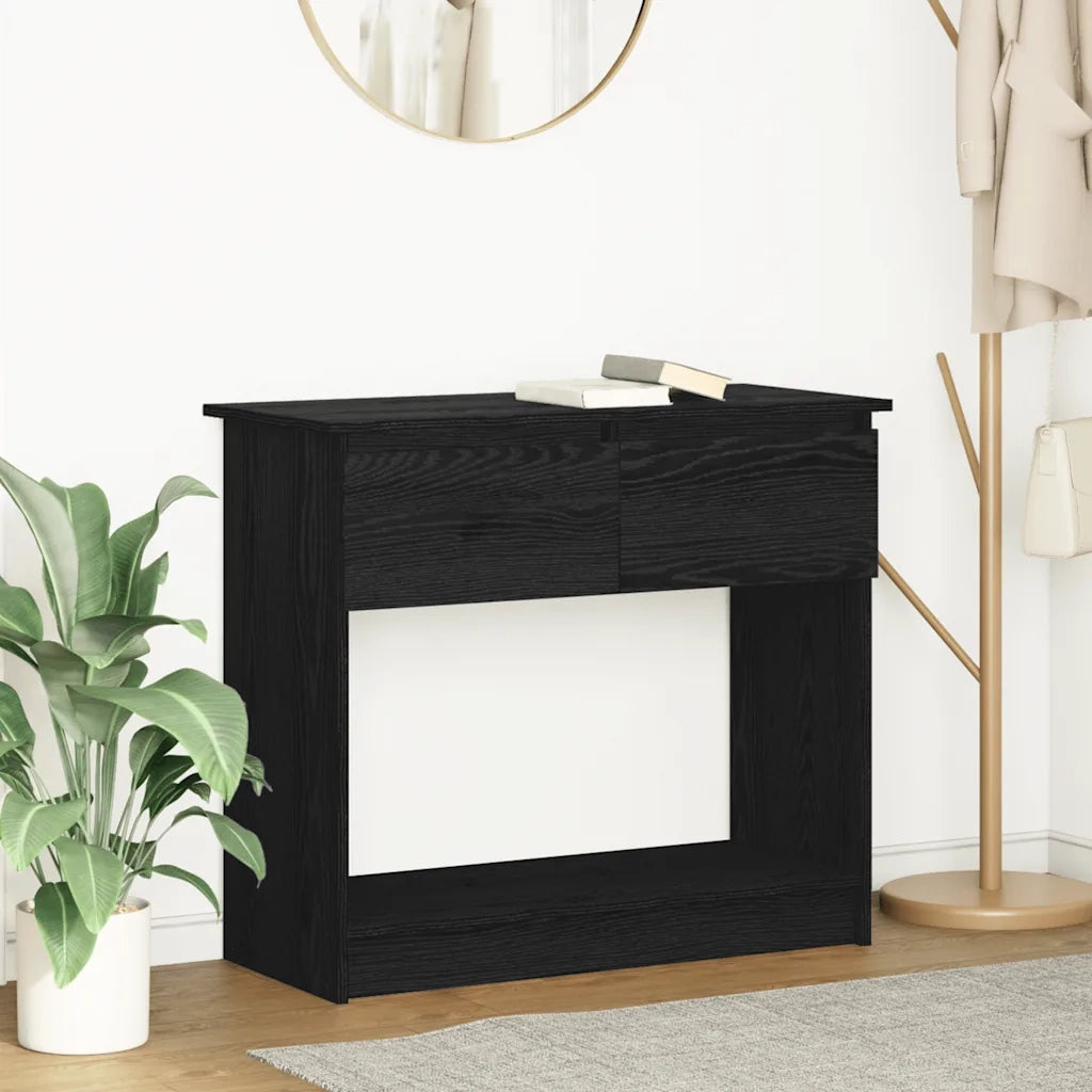 Tavolo Consolle con Cassetti Nero 85,5x38,5x74,5 cm
