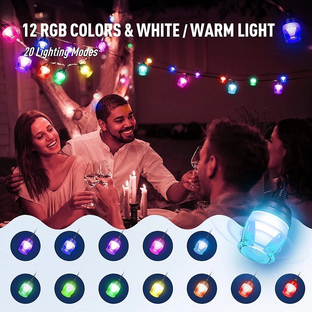 Trade Shop - Luci Per Esterni A Led Rgb 14 Lampadine Dimmerabili Sincronizzate Impermeabili -