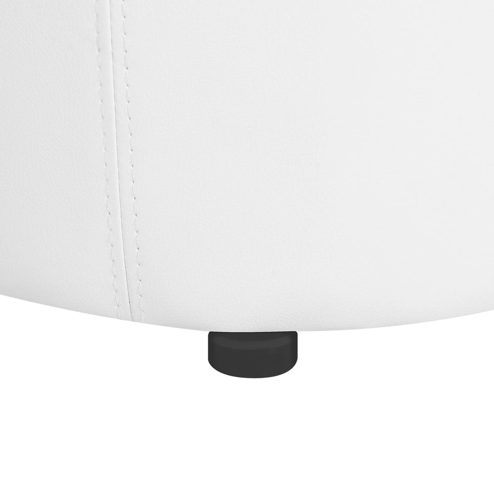 Pouf Bianco Ecopelle 40 x 38 cm con Sgabello Contenitivo Glamour