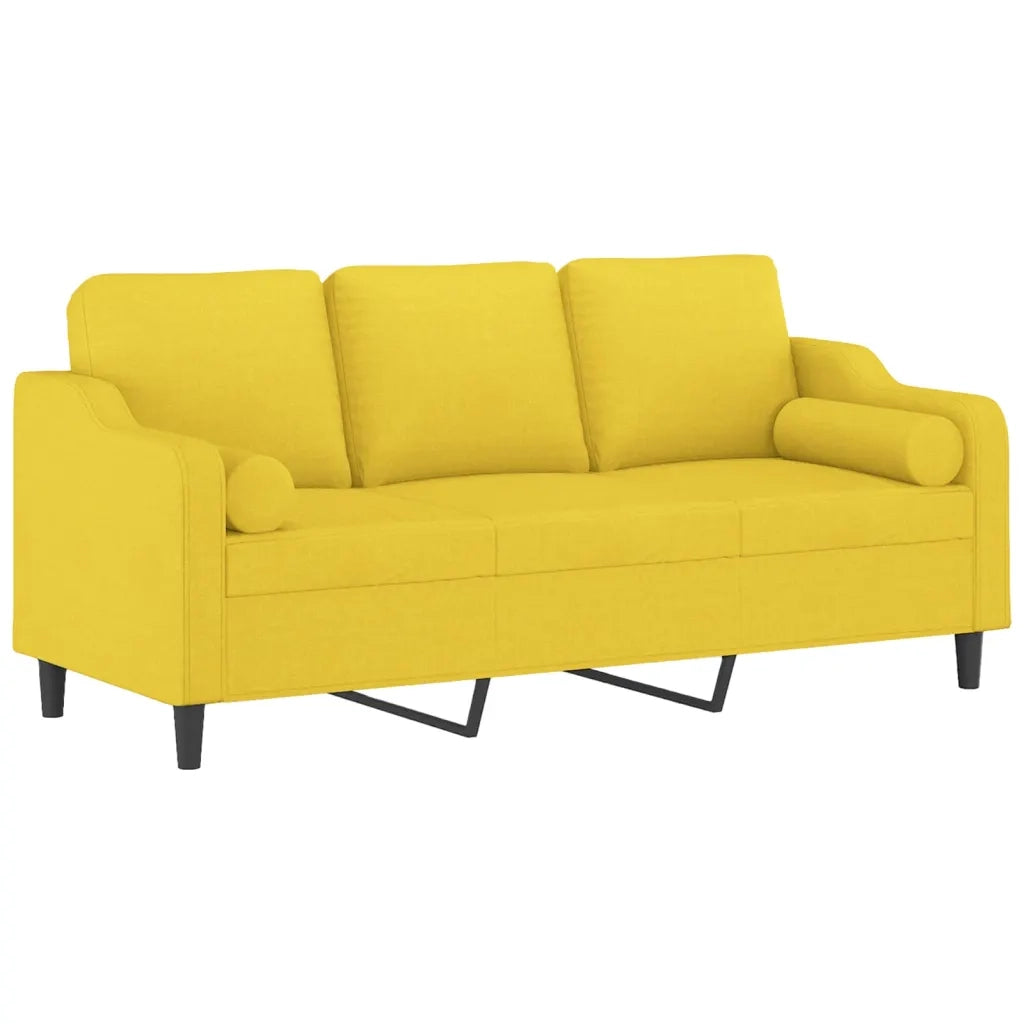 Divano a 3 Posti con Cuscini Giallo Chiaro 180 cm in Tessutocod mxl 70986