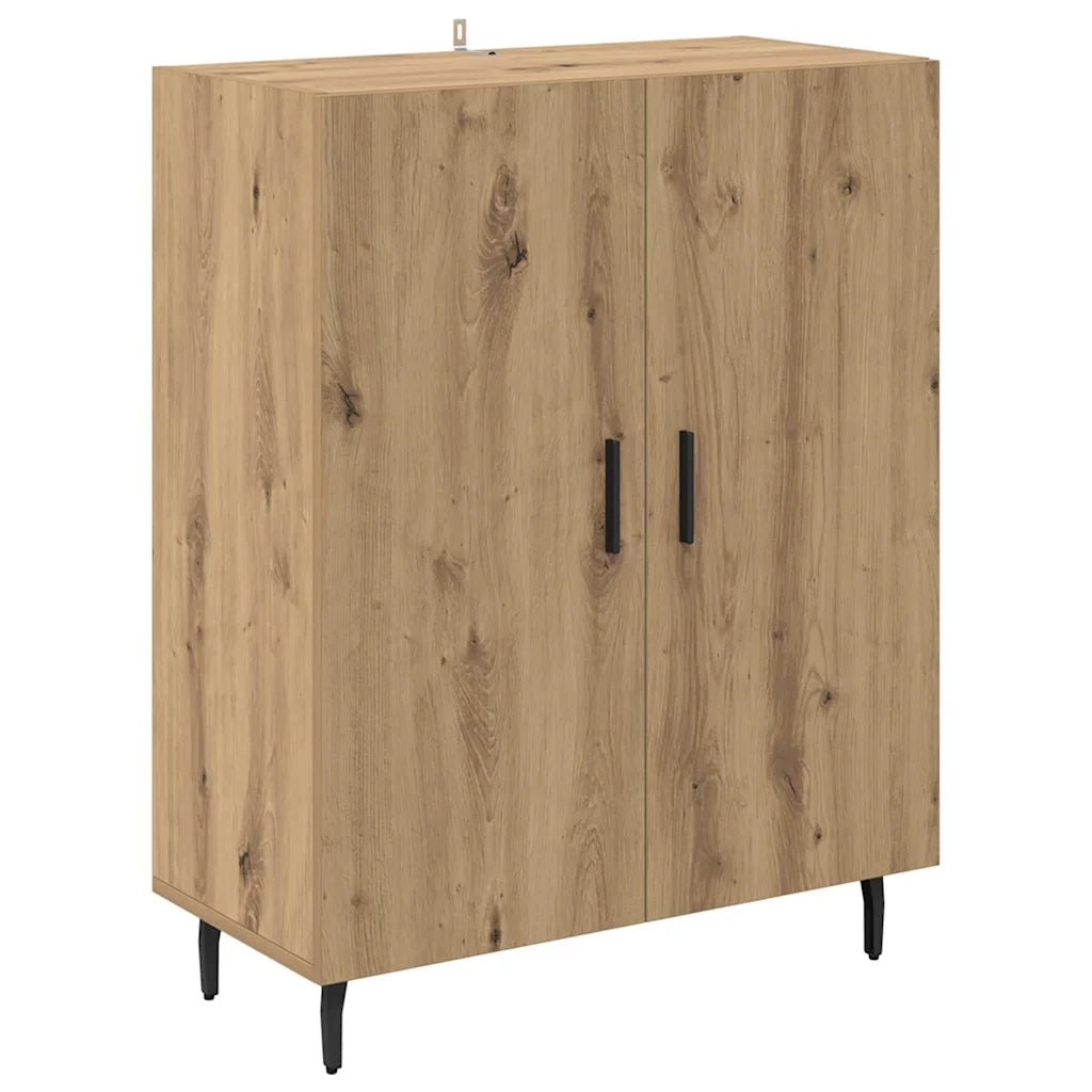 Credenza 2 pcs Rovere artigianale Legno Stratificato e Vetro