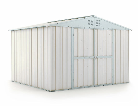 Casetta Box da Giardino in Lamiera di Acciaio Porta Utensili 327x269x217 cm Enaudi Bianco