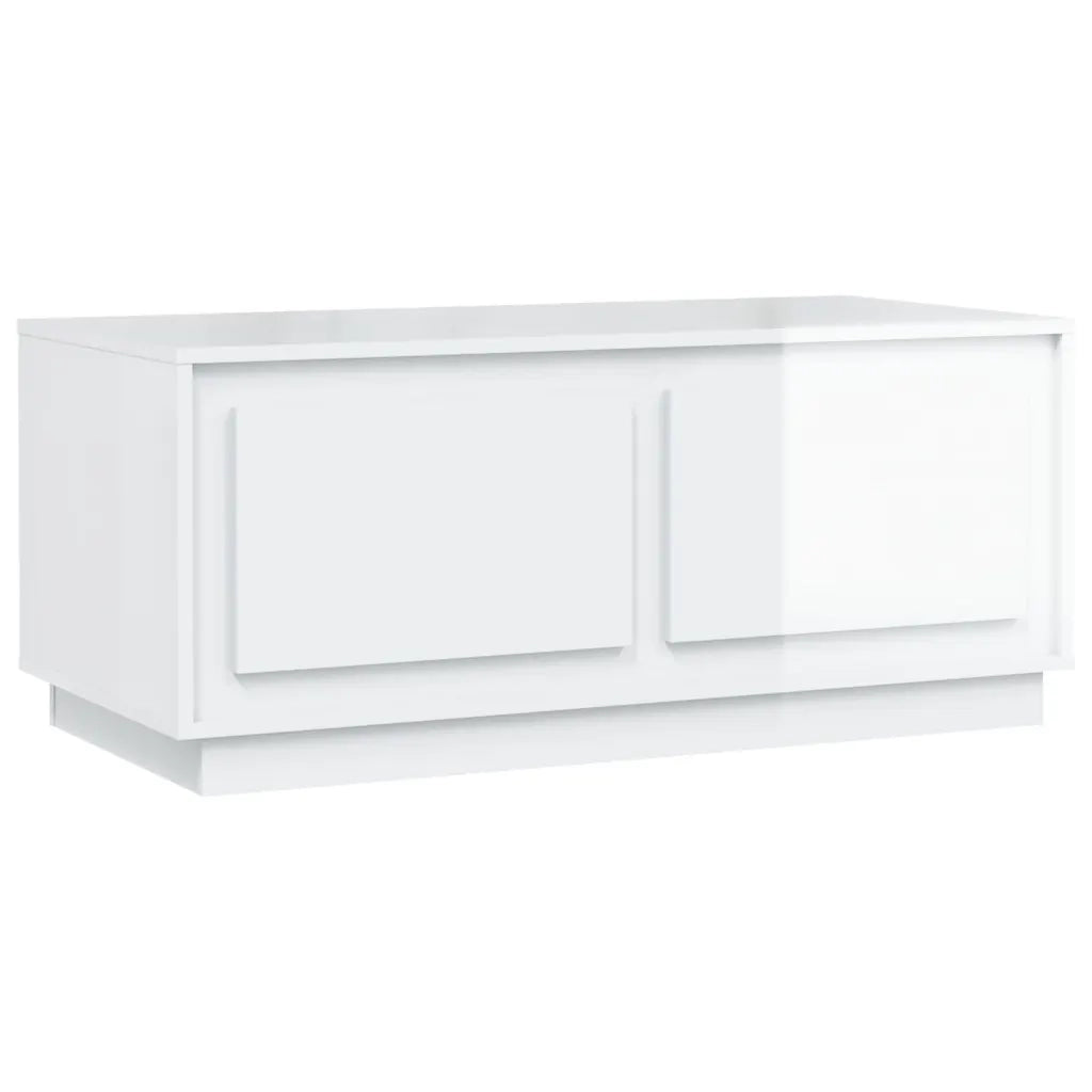 Tavolino da Salotto Bianco Lucido 102x50x44cm Legno Multistrato 819878