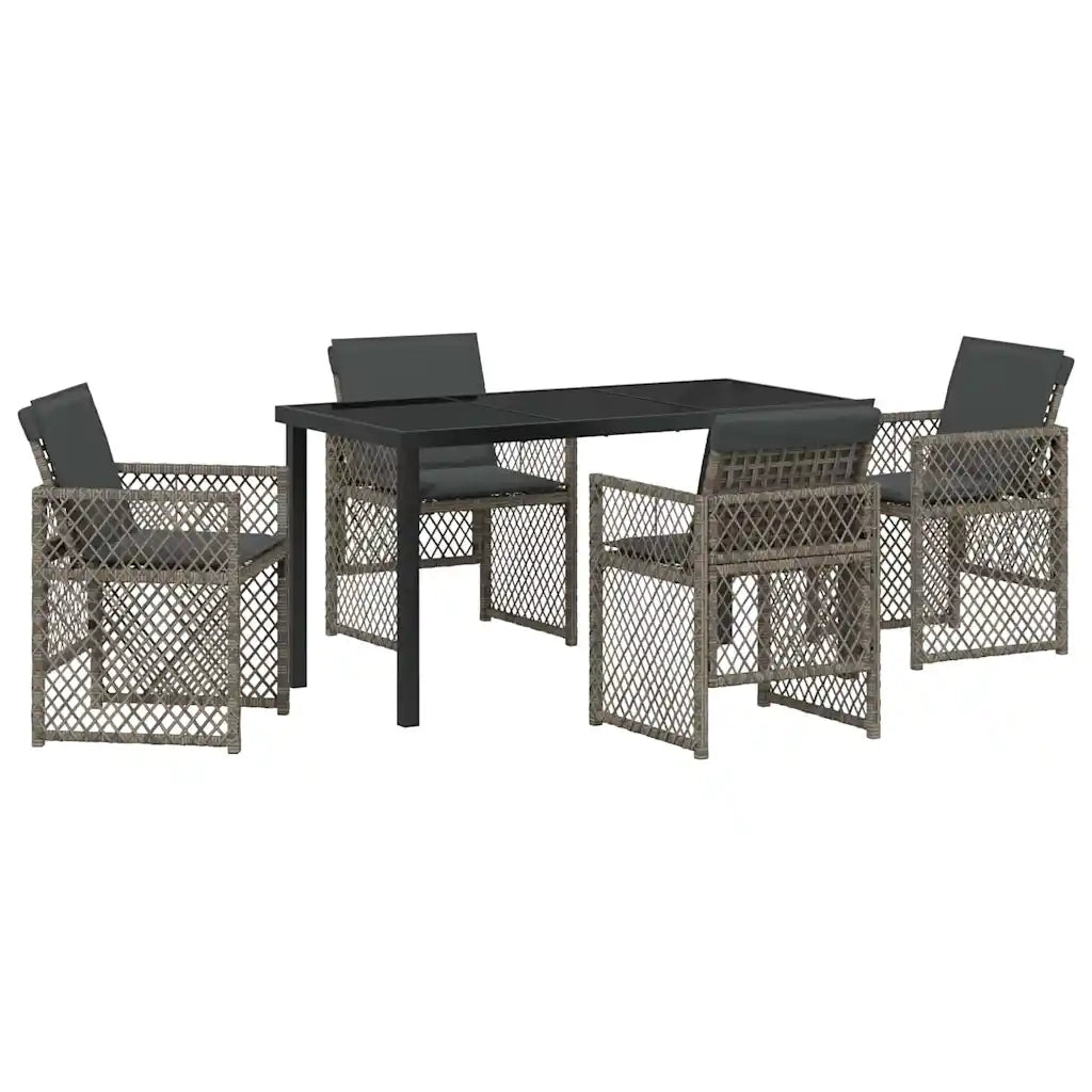 Set da Pranzo per Giardino 5 pcs Grigio polyrattan 3380626
