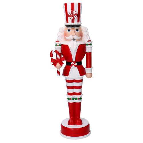 Soldatino Schiaccianoci in resina bianco e rosso cm 16x14xh51