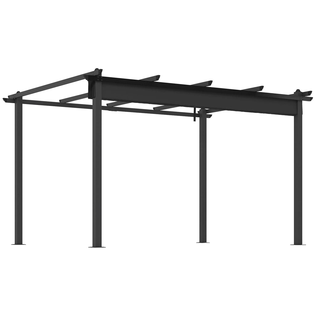 Pergola Gazebo 4x3 m con 8 Fori di Drenaggio in Alluminio Metallo e Poliestere Grigio Scuro