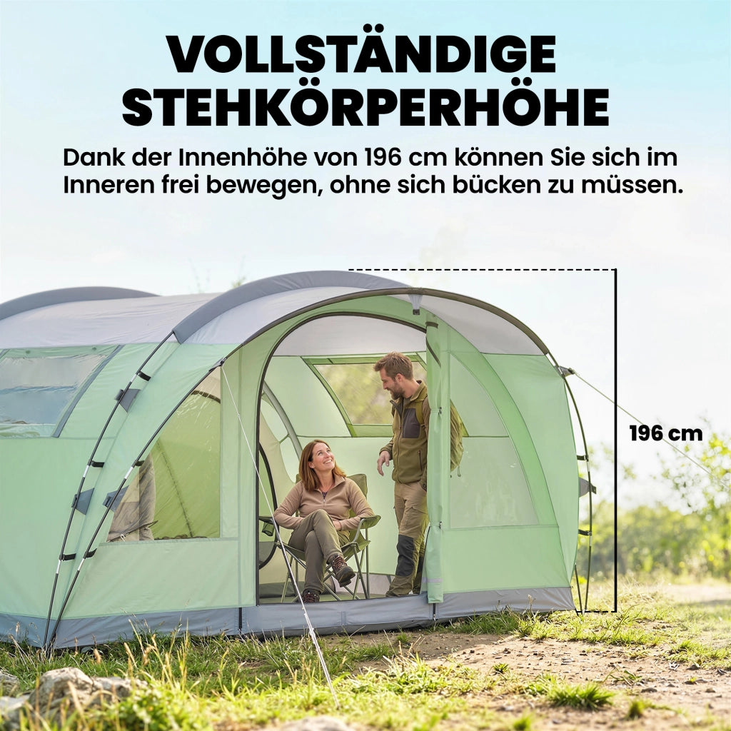 Tenda da campeggio 5 persone 2 cabine ¨C zephmum ¨C grigio 300x300x300 cm