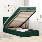 Pouf Letto con Materasso e LED Verde Scuro 80x200cm in Velluto 3312731