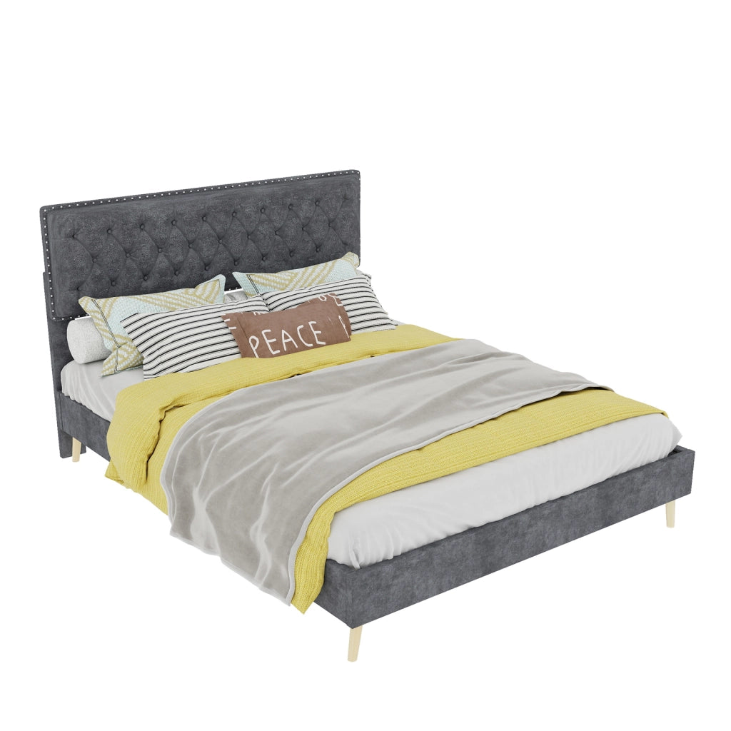 letto moderno in tessuto e metallo grigio 140 x 200 cm