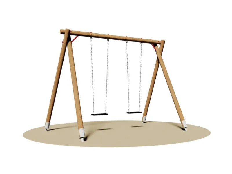 Altalena California 2 posti 506 Giochipark in legno H 275cm area impatto 26 mq - Gabbia