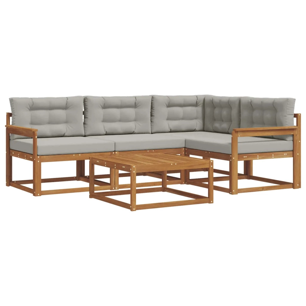 Set di divani da esterno 5 pcs Grigio Naturale e Chiaro 3367534