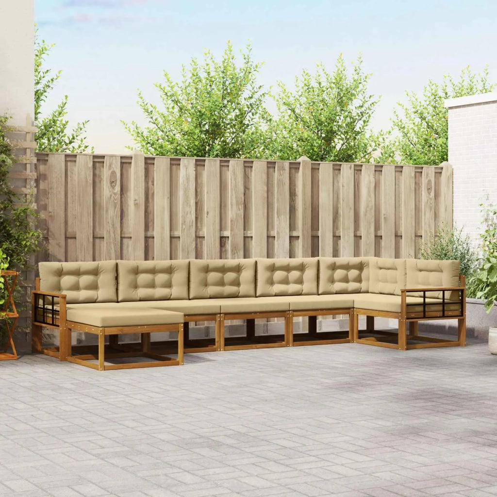 Set di divani da esterno con cuscino 7 pcs Naturale e Beige