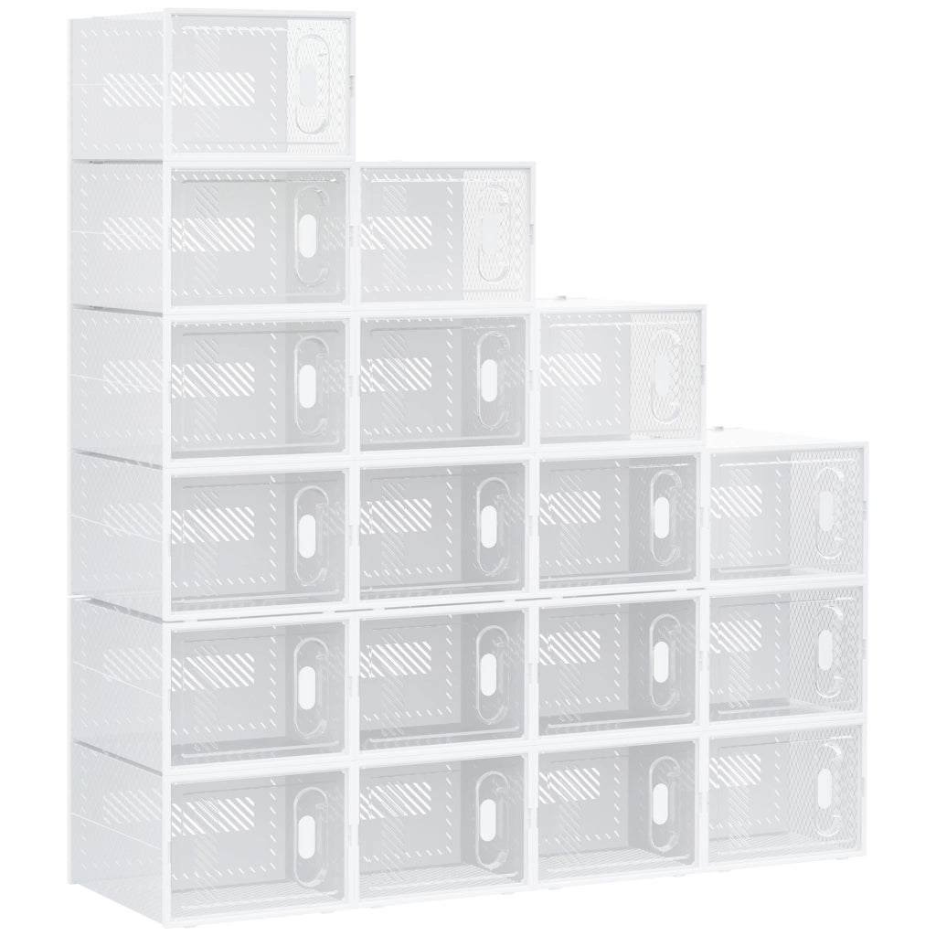 Mobile Scarpiera Modulare Salvaspazio, 18 Cubi 28x36x21 cm in Plastica PP, Bianco