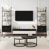 Supporto di esposizione a ripiani aperto per soggiorno e armadio-Supporto di esposizione 184 cm con 5 eipiani Nero