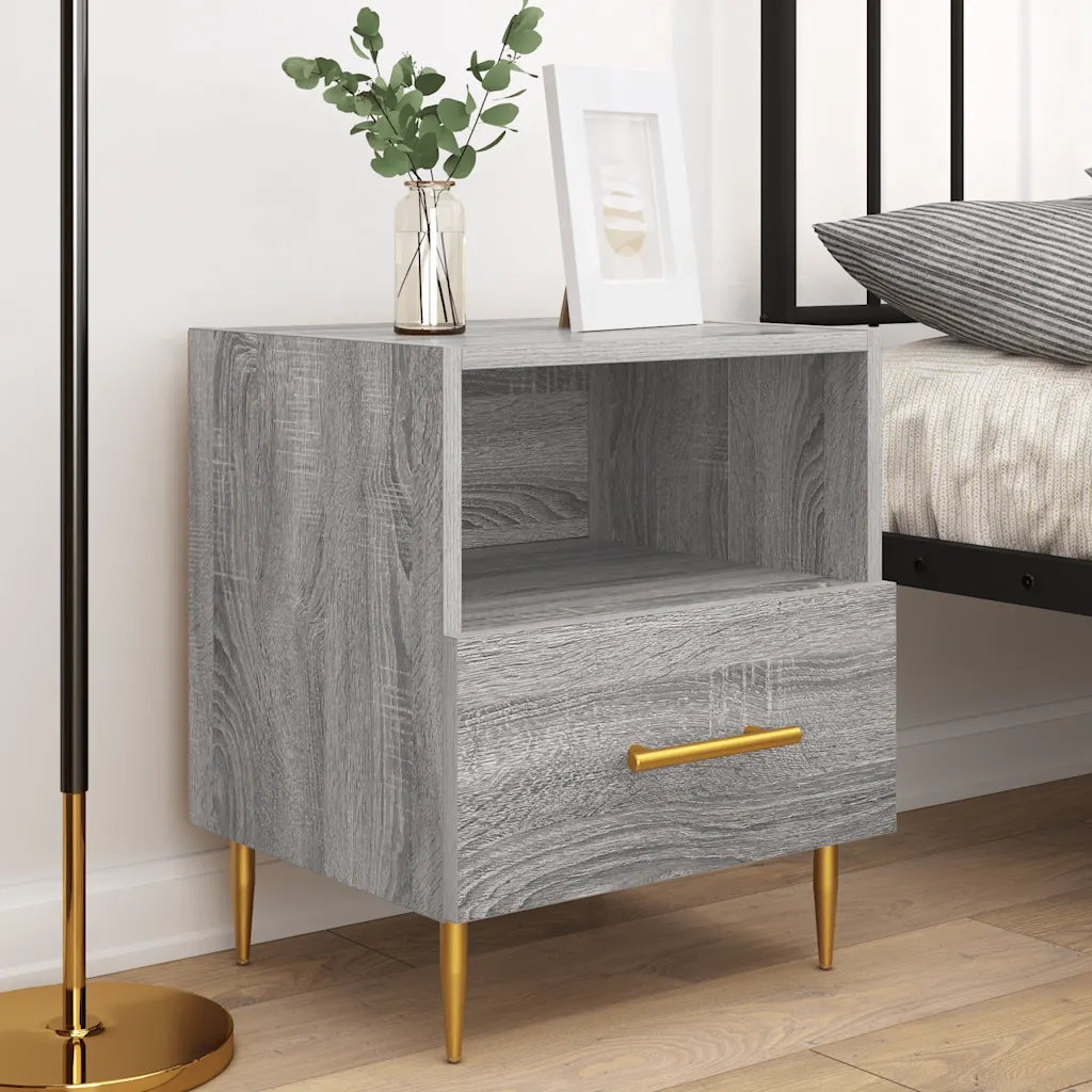 Set di 2 Comodini | Armadio da Notte | Mobiletto da notte Grigio Sonoma 40x35x47,5 cm in Legno Multistrato