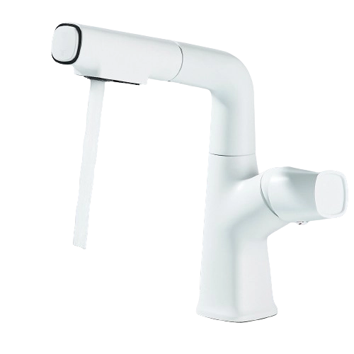 MAX | Rubinetto da bagno estensibile in acciaio inox con funzione doccia bianco | da bagno con rubinetto alto, lavabo independente per ristorazione