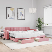 Divano Letto Estraibile con Cassetti Rosa 90x200 cm Velluto 3197004