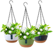Set di 3 vasi da fiore appesi, vasi da fiore in plastica, grucce metalliche, vasi da fiore appesi rimovibili, vasi da fiore appesi per interni ed esterni, giardino, decorazione per parete