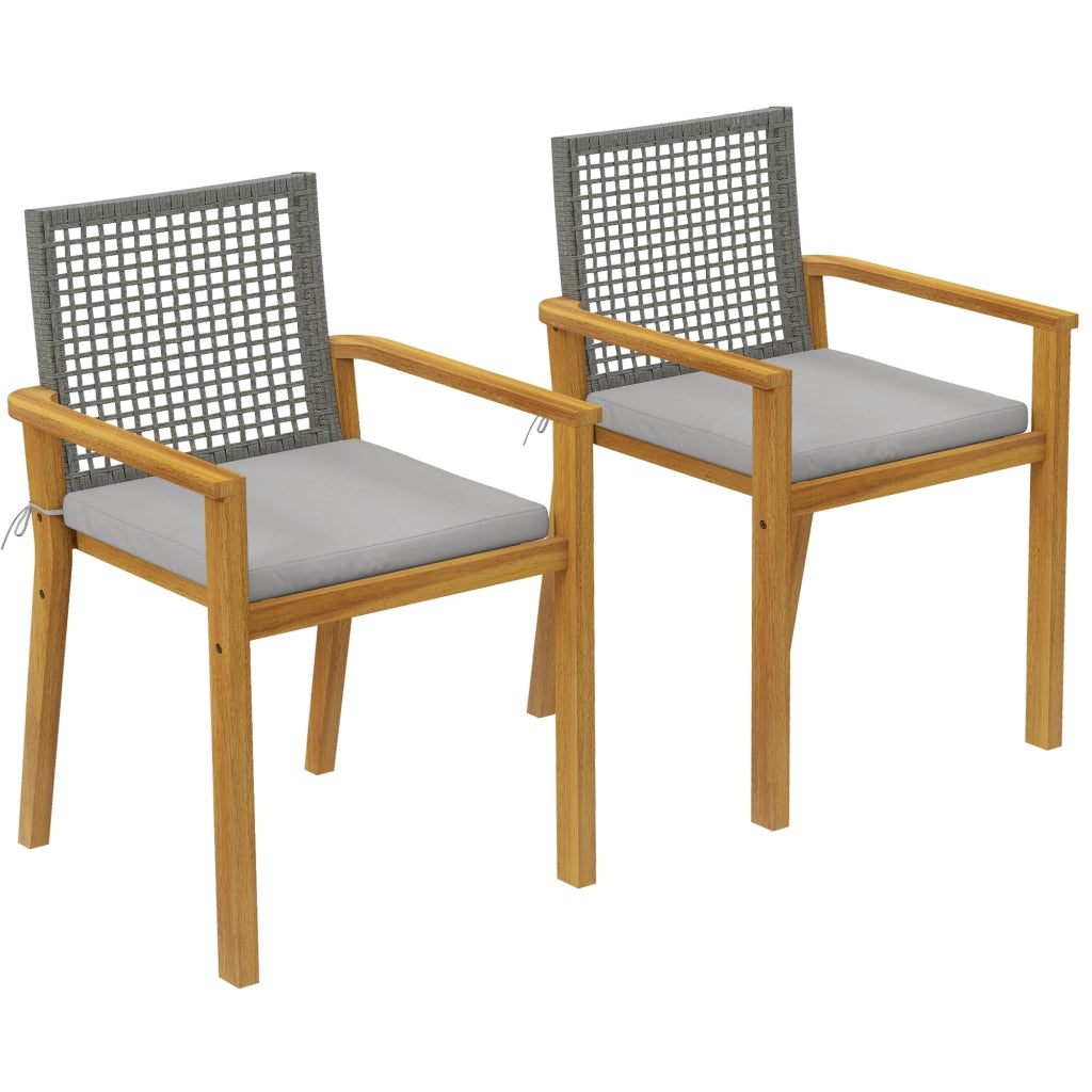 Sedia da pranzo da giardino in legno impilabile con cuscini ¨C zephmum ¨C natural 59x55x86