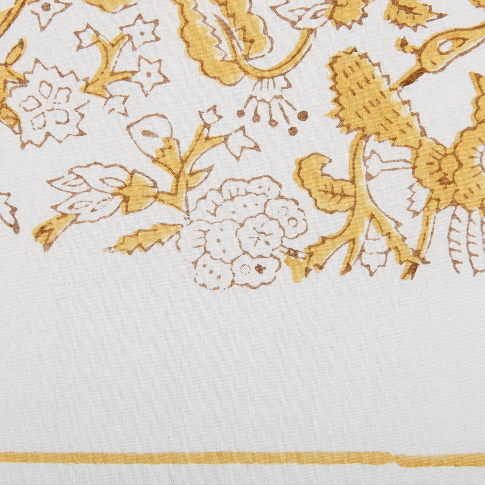 Set di 2 cuscini decorativi gialli e bianchi 45 x 45 cm stampa a mano rivestimenti sfoderabili cerniera motivo floreale