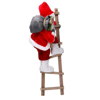 Babbo natale in tessuto rosso su scala cm xh45