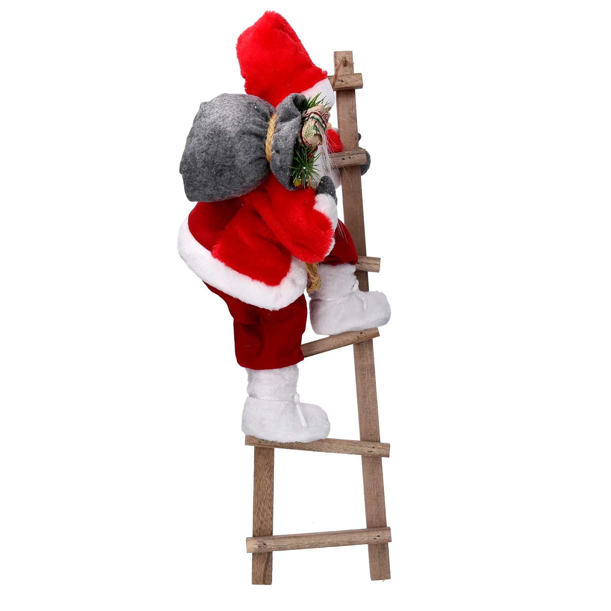 Babbo natale in tessuto rosso su scala cm xh45