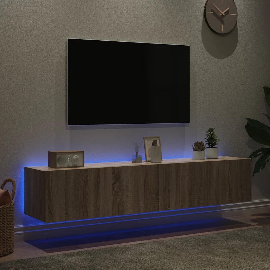 Mobili TV a Parete con Luci LED 2pz | Armadietto TV | Mobile Porta TV Rovere Sonoma 80x35x31 cm