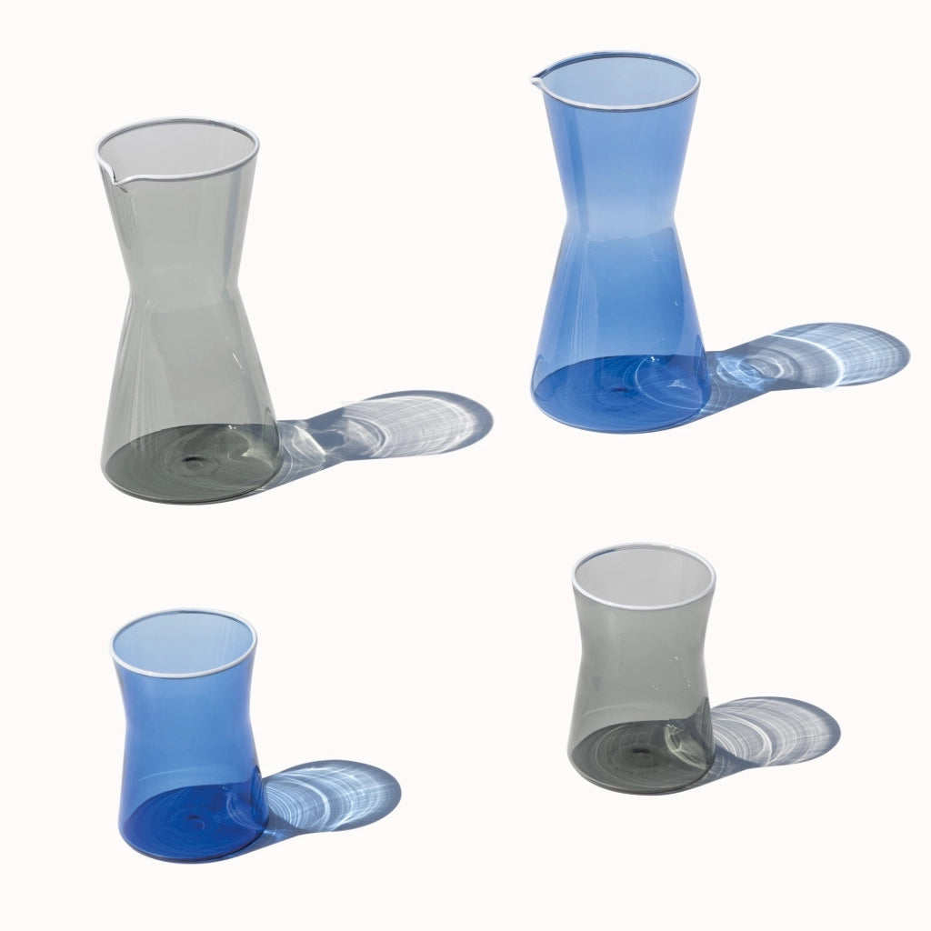 Zafferano Set 4 Bicchieri Tumbler Serie Classy in Vetro Borosilicato Soffiato a Mano Colore Grigio Design Geometrico Elegante per Tavola Moderna