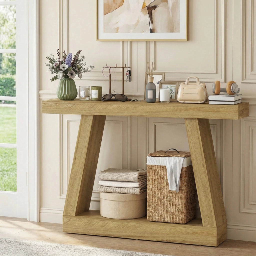 Consolle Fissa 140x30x83 cm per Ingresso in MDF Rovere