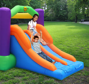 Castello Gonfiabile per Bambini Percorso a Ostacoli con Scivolo Doppio 560x255x190 cm Portata Massima 180 kg