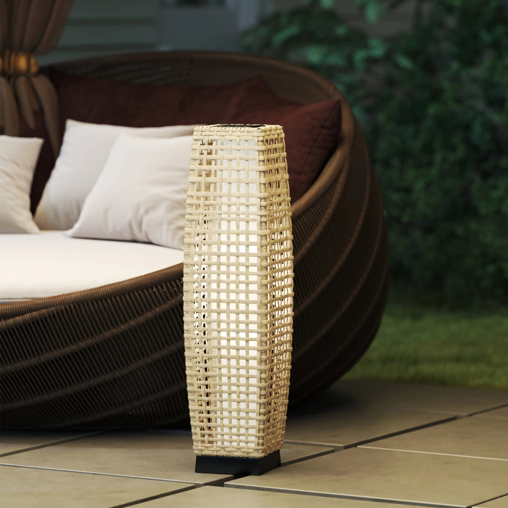 Lampada Solare da Giardino in Rattan Sintetico ¨C zephmum ¨C Naturale 21x21x78 cm