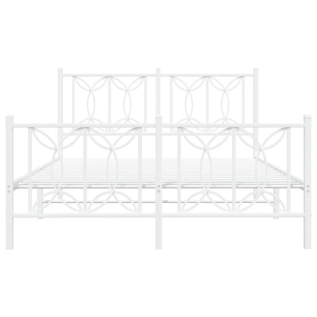Giroletto con Testiera e Pediera Metallo Bianco 140x200 cm 376196