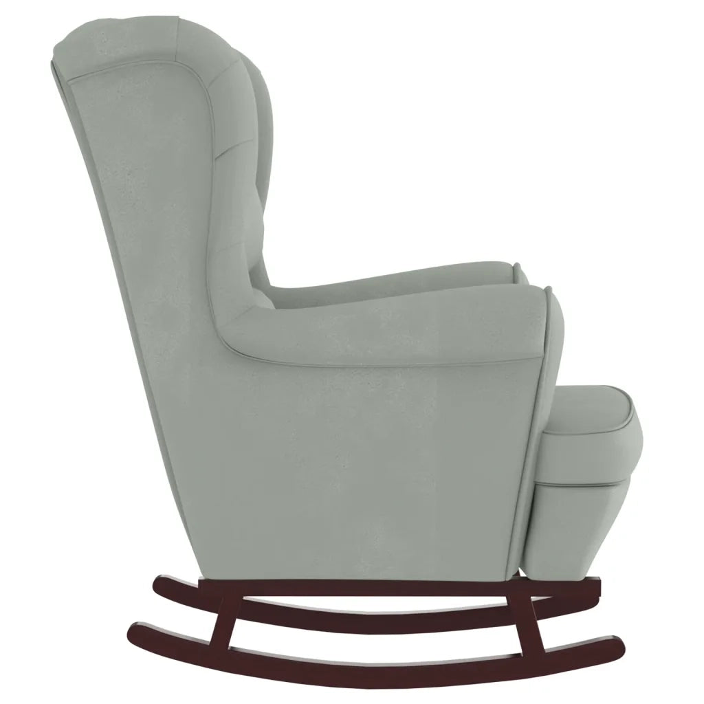 Sedia a dondolo con schienale alto in velluto grigio chiaro 3121230