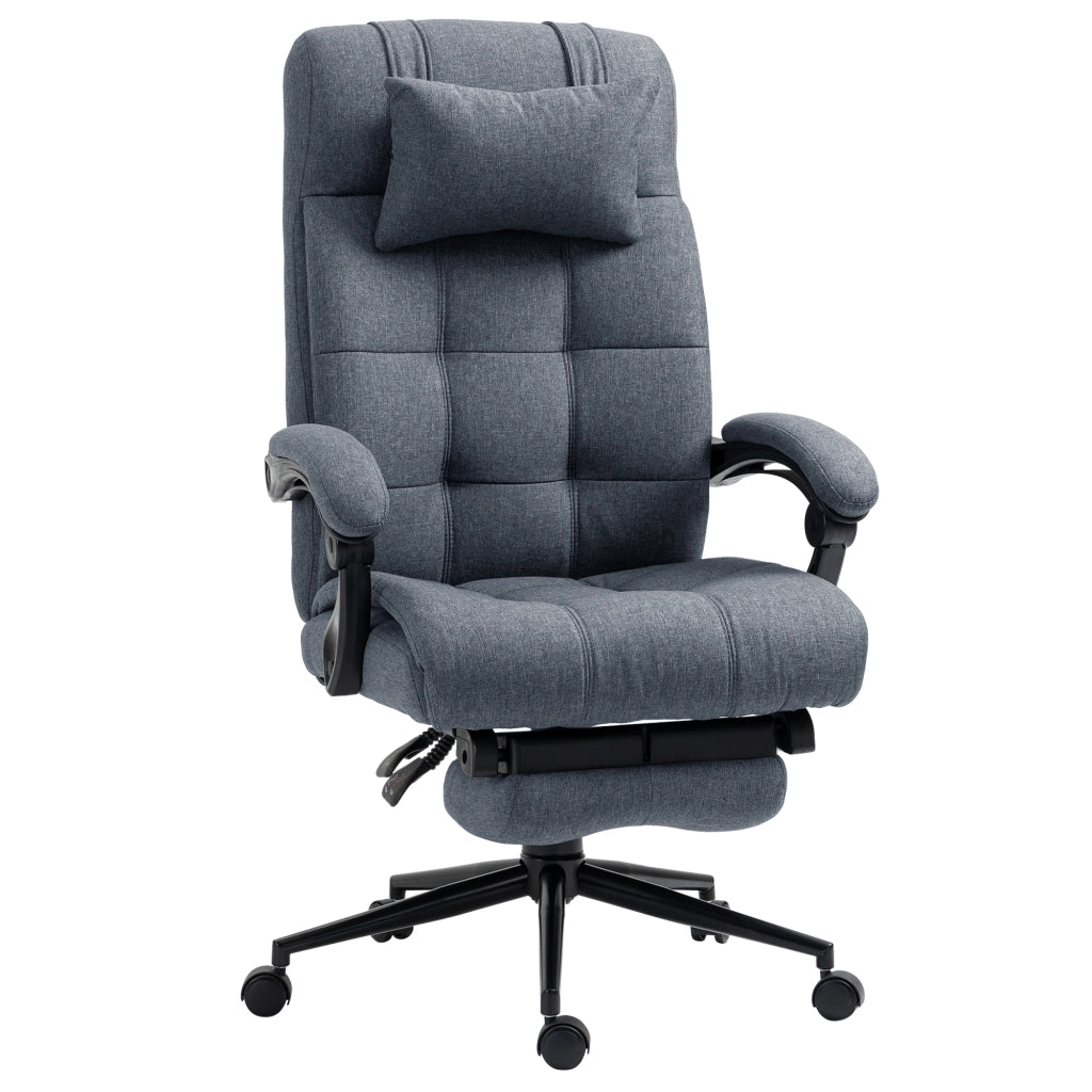 Sedia Direzionale Reclinabile con Schienale Alto e Poggiapiedi ¨C zephmum ¨C Grigio 66x76x112-120cm