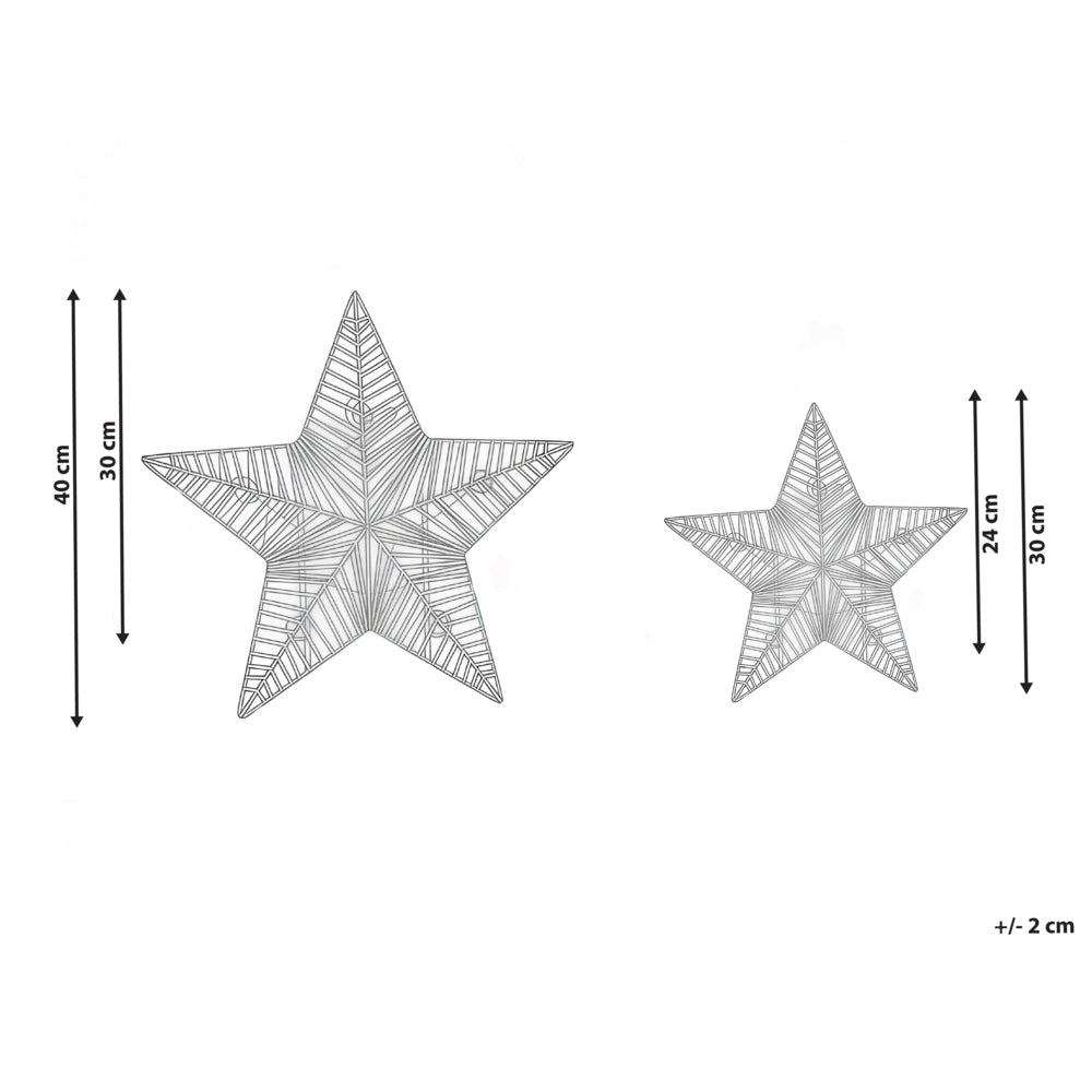 Set di 2 decorazioni natalizie a LED appese luci natalizie a forma di stella luci natalizie in metallo dorato