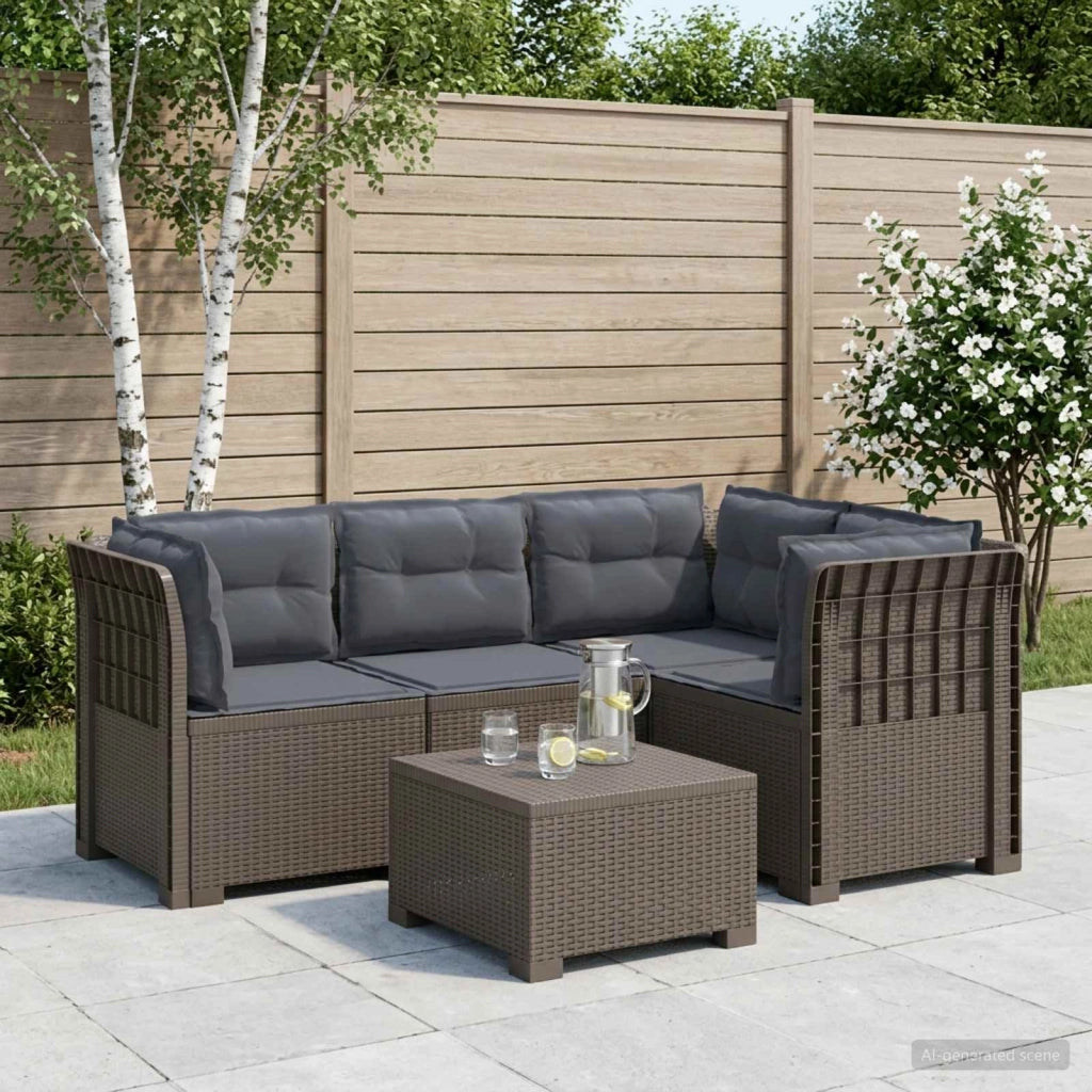 Divano da Giardino 4 Posti con Cuscini Aspetto Rattan PP 3443993