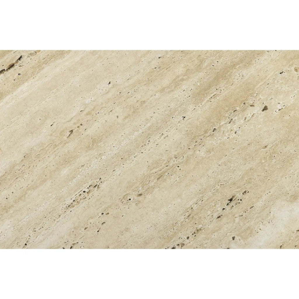 Tavolino basso NEXORA 70 cm in travertino beige e metallo nero design geometrico