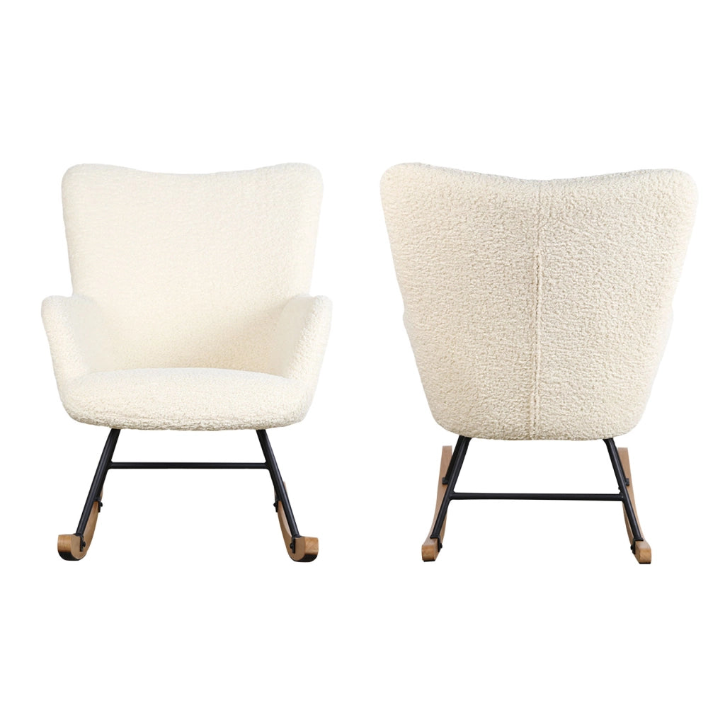 Sedia a dondolo in tessuto bouclette beige KAIRA