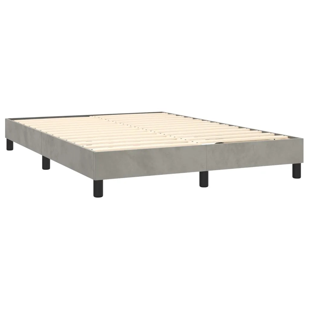 Letto a Molle con Materasso e LED Grigio Chiaro 140x190 cm Velluto
