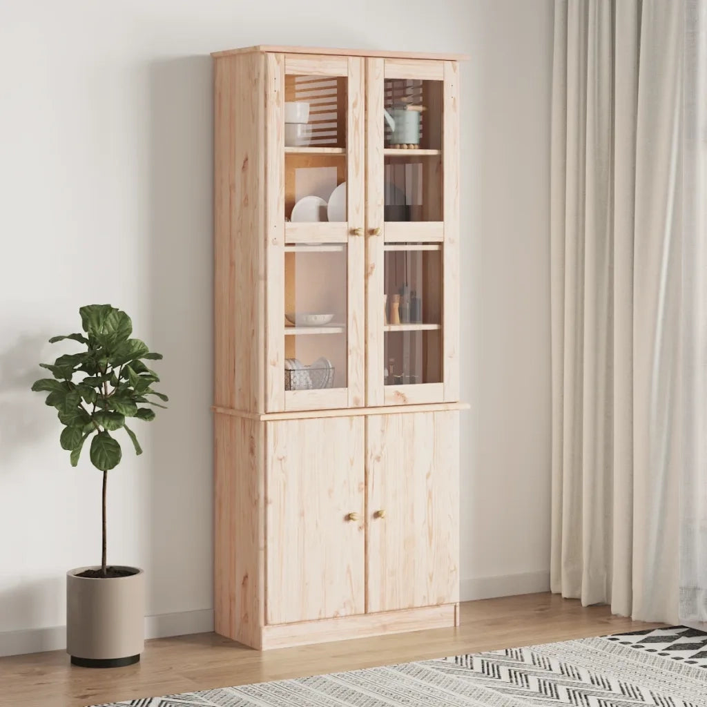 Vetrina ALTA 77x35x186,5 cm in Legno Massello di Pino CFW6489859