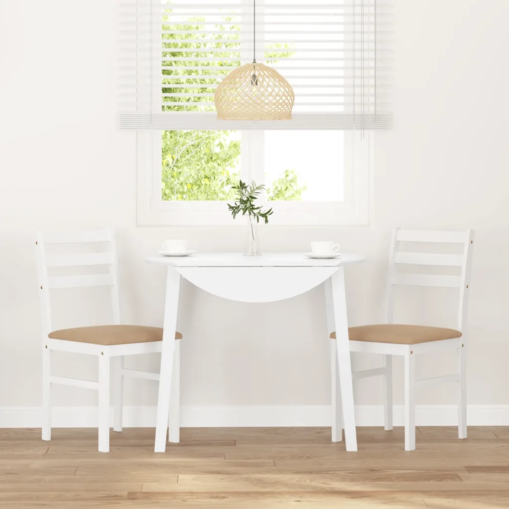 Sedie da Pranzo con Cuscini 2 pz Bianco Legno Massello di Hevea 4102424