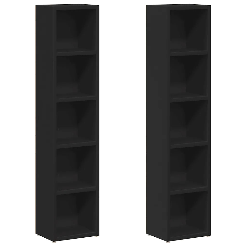 Scaffali Porta CD 2 pz Neri 21x16x93,5 cm Legno Multistrato 802697