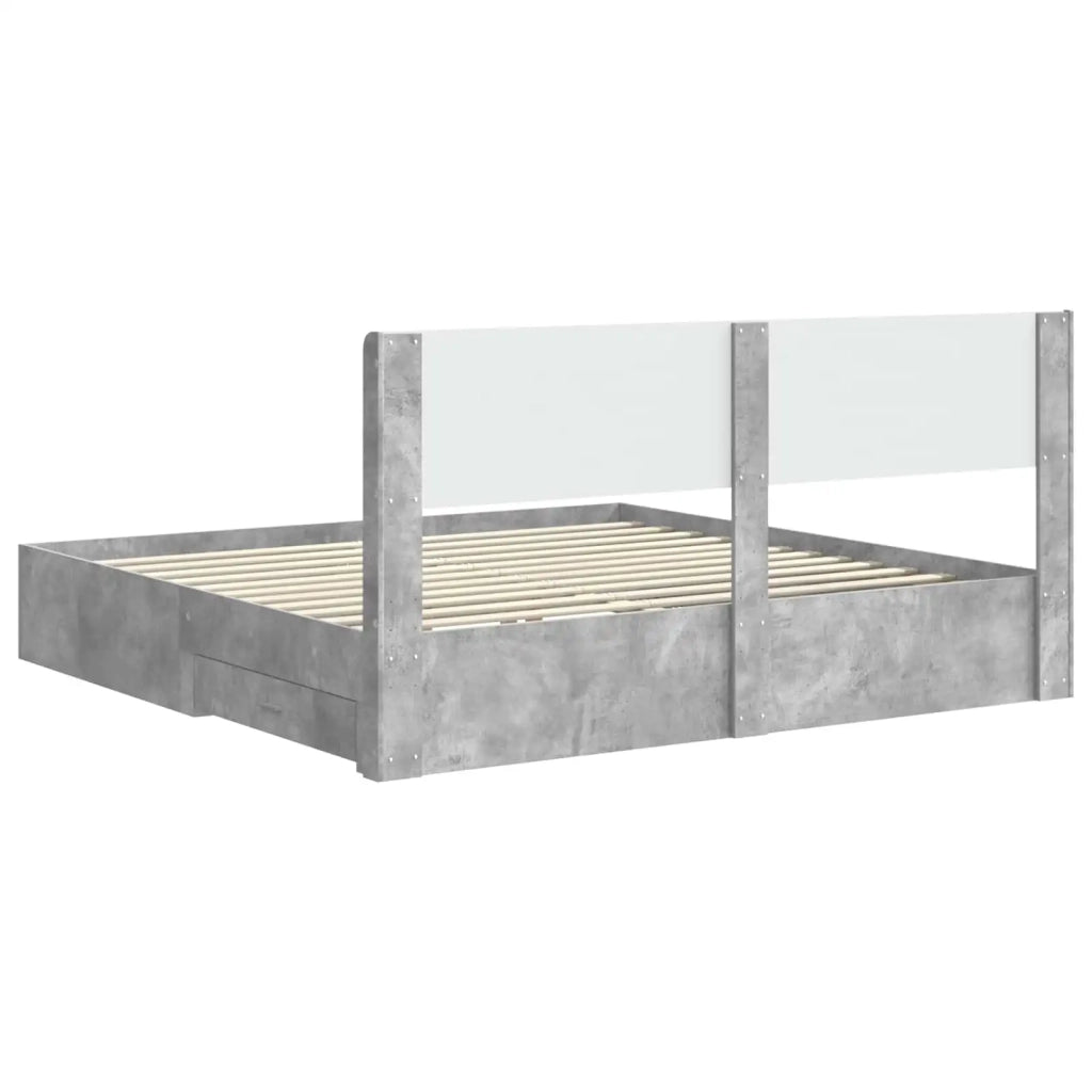 Struttura del letto con stoccaggio e testata Grigio Cemento 3414440