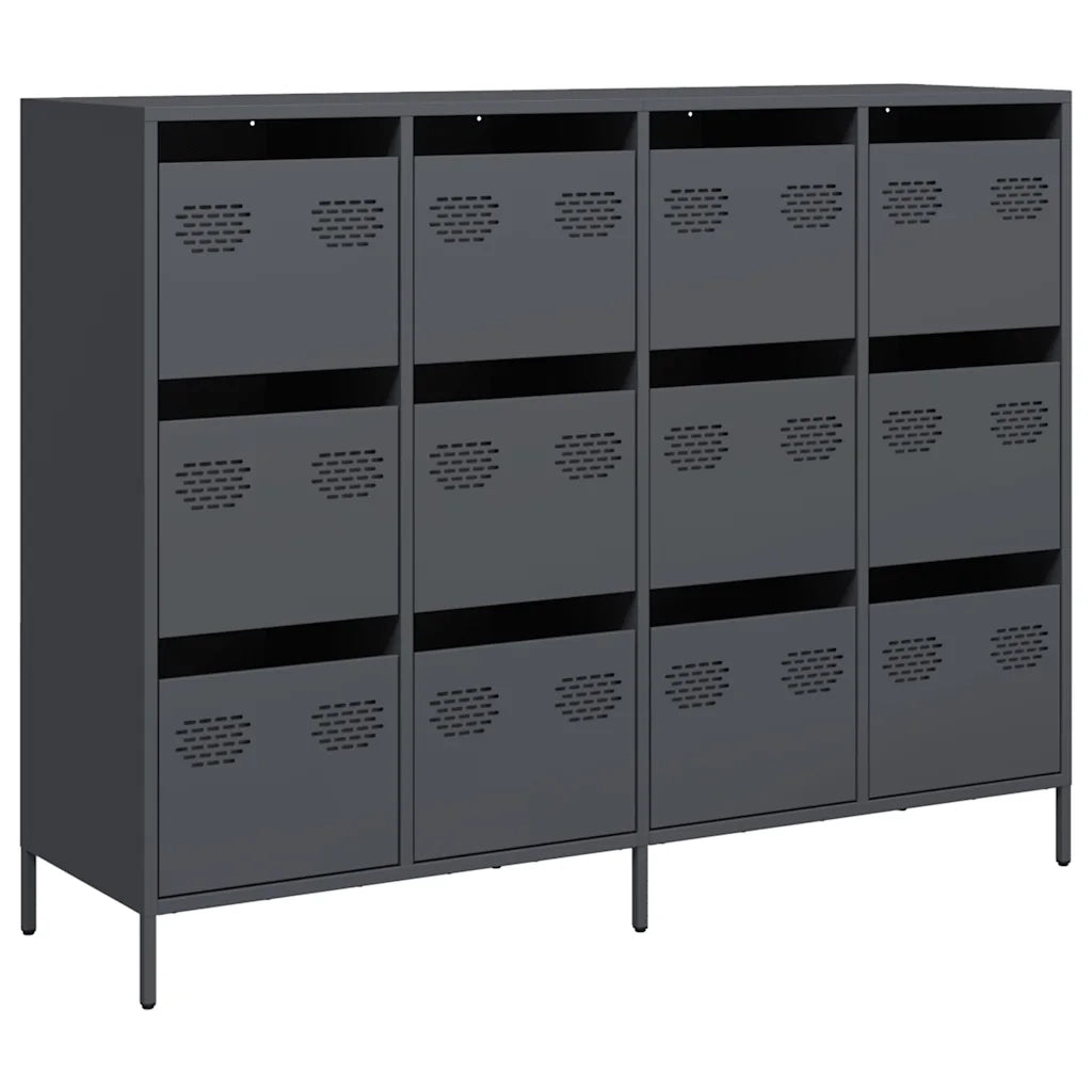 Credenza Antracite 135x39x103,5 cm in Acciaio Laminato a Freddo