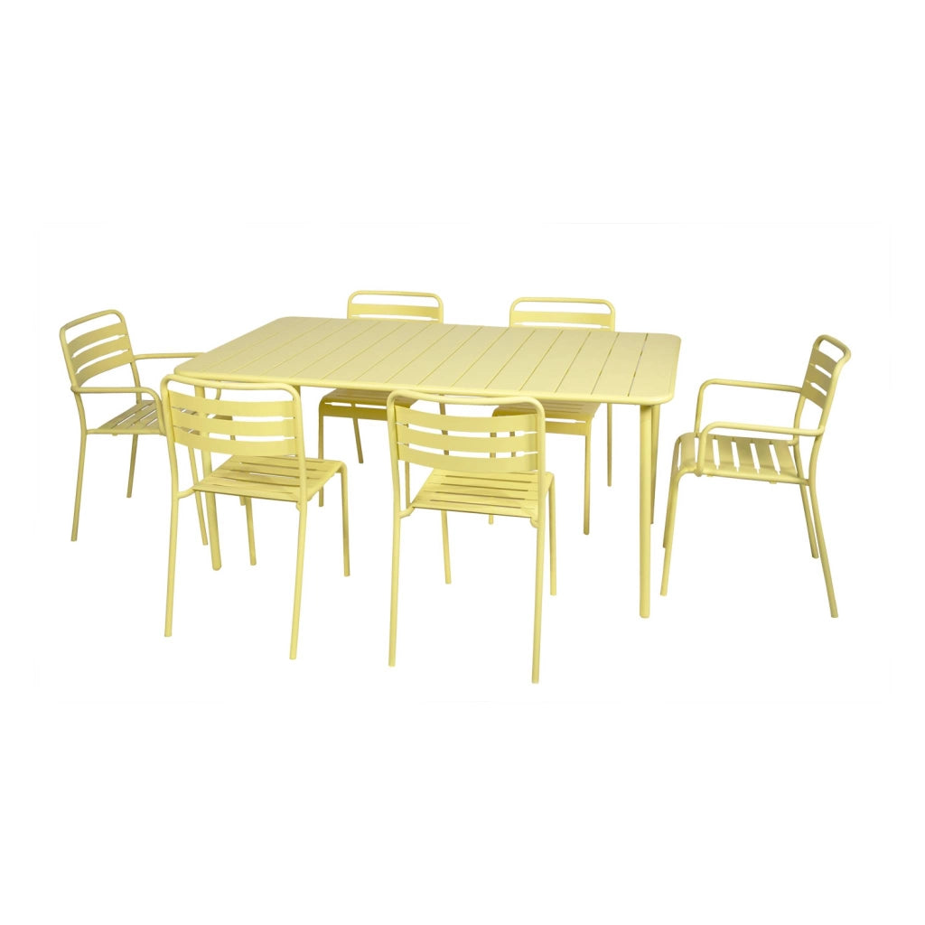 Tavolo da giardino in metallo 6-8 posti, 160cm, giallo