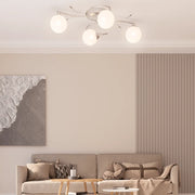 Lampada Soffitto con Paralumi Tondi in Vetro per 4 Luci LED G9 cod mxl 64482