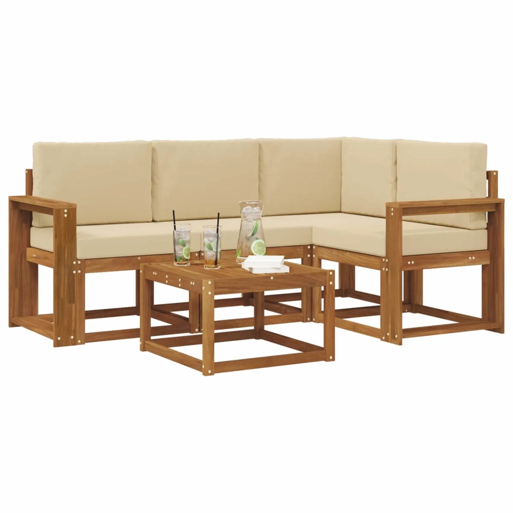 Set di divani da esterno con cuscino 5 pcs Naturale e Beige